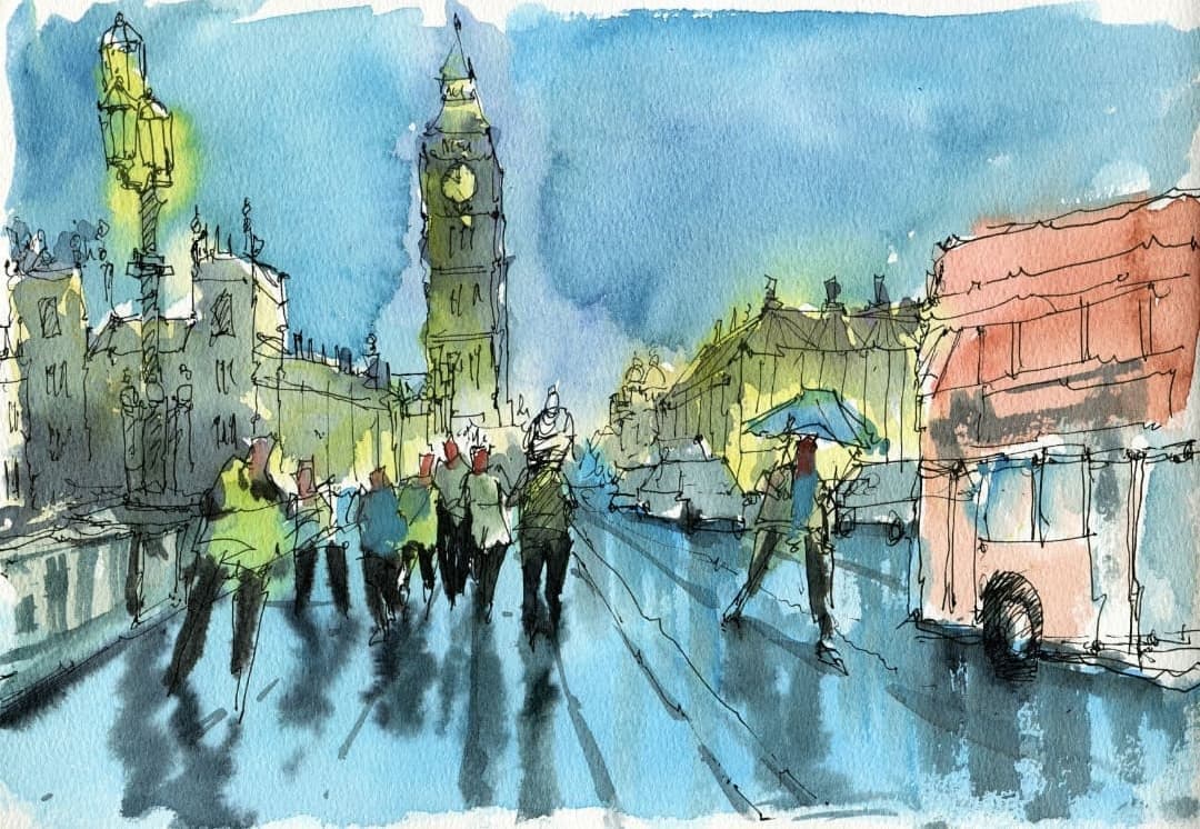 Draw and Paint London (Big Ben) Urban Landscape - How to Paint ...